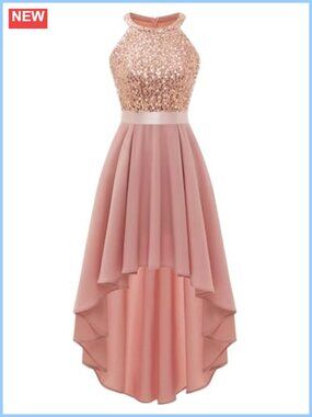 Sequin Halter Hi Lo Cocktail Prom Homecoming Dress